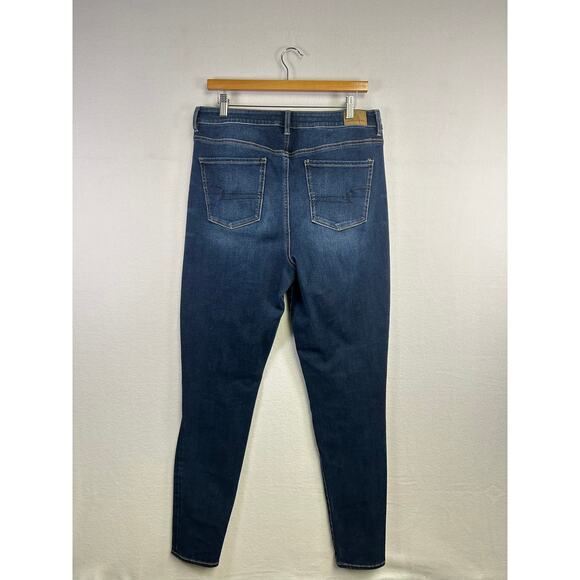Woman's American Eagle High Rise Dark Wash Skinny Jeans - Size 14 - Picture 10 of 12